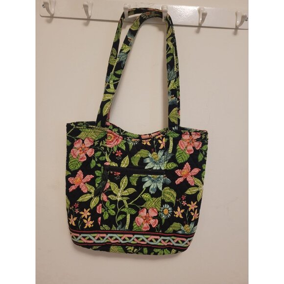 Vera Bradley Floral Quilted Tote Bag Inner Pocket Button Closure Cottage core - Picture 1 of 7